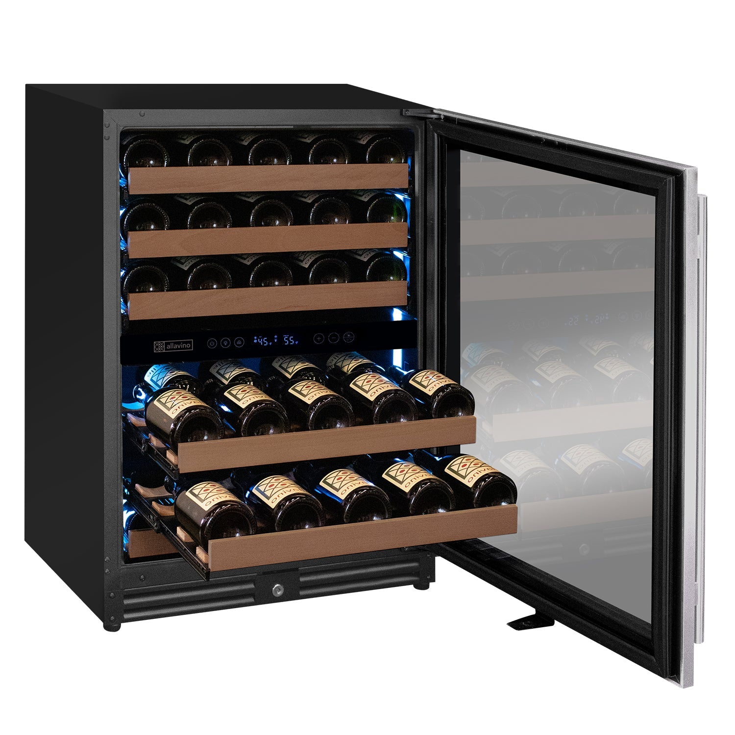 Allavino Reserva Series - 51 Bottle Dual Zone Built-in Luxury Wine Refrigerator with Stainless Steel Door - Right Hinge AO VSW5134D-2SR