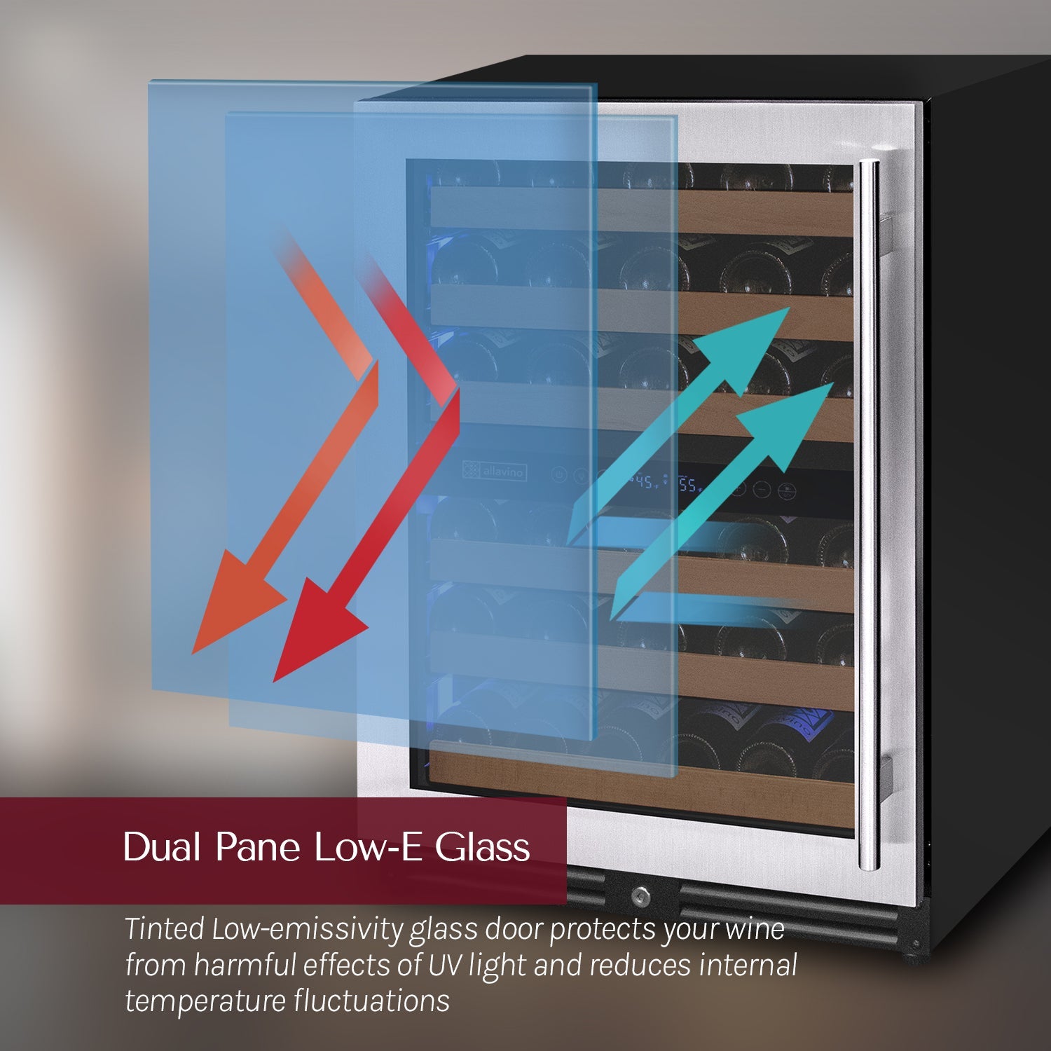 Allavino Reserva Series - 51 Bottle Dual Zone Built-in Luxury Wine Refrigerator with Stainless Steel Door - Right Hinge AO VSW5134D-2SR