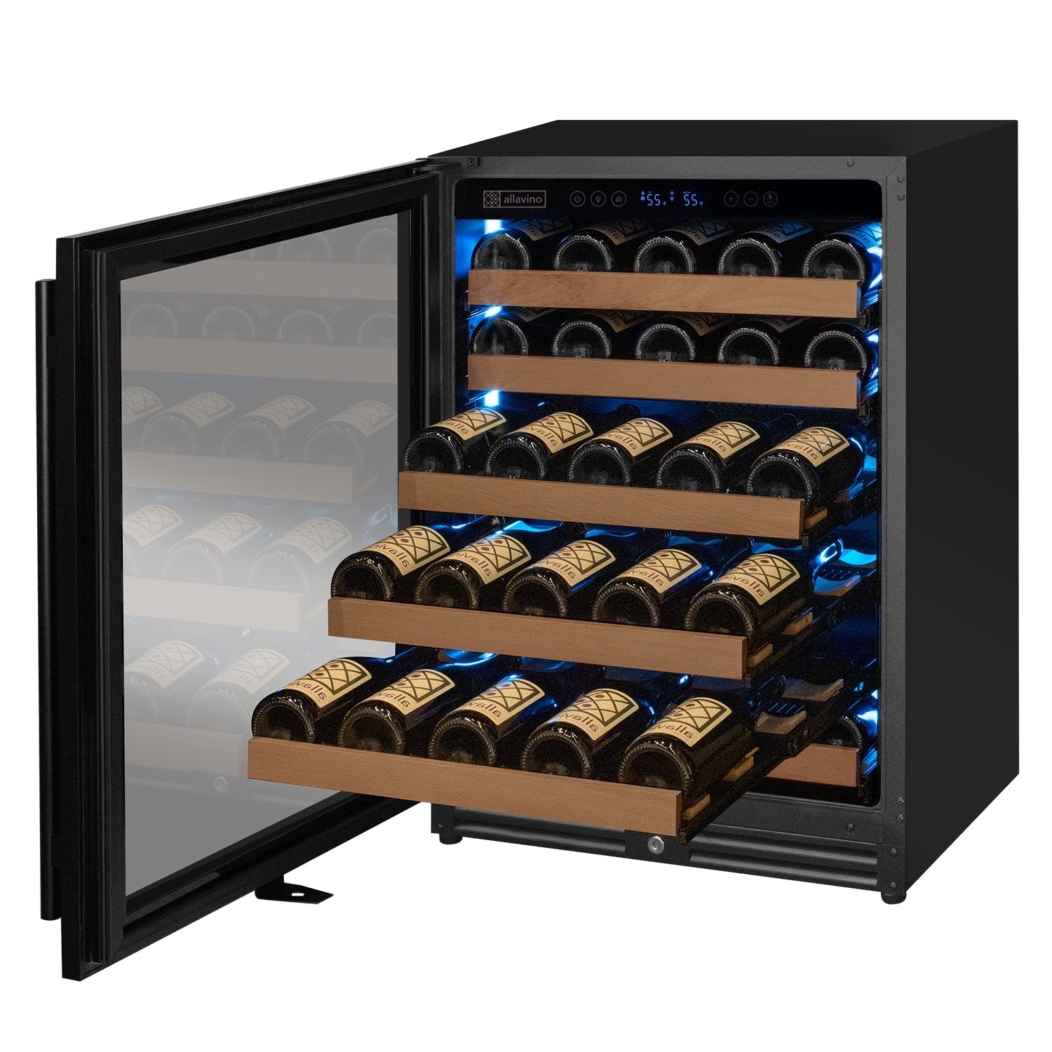 Allavino Reserva Series - 51 Bottle Single Zone Built-in Luxury Wine Refrigerator with Black Door - Left Hinge AO VSW5134S-1BL