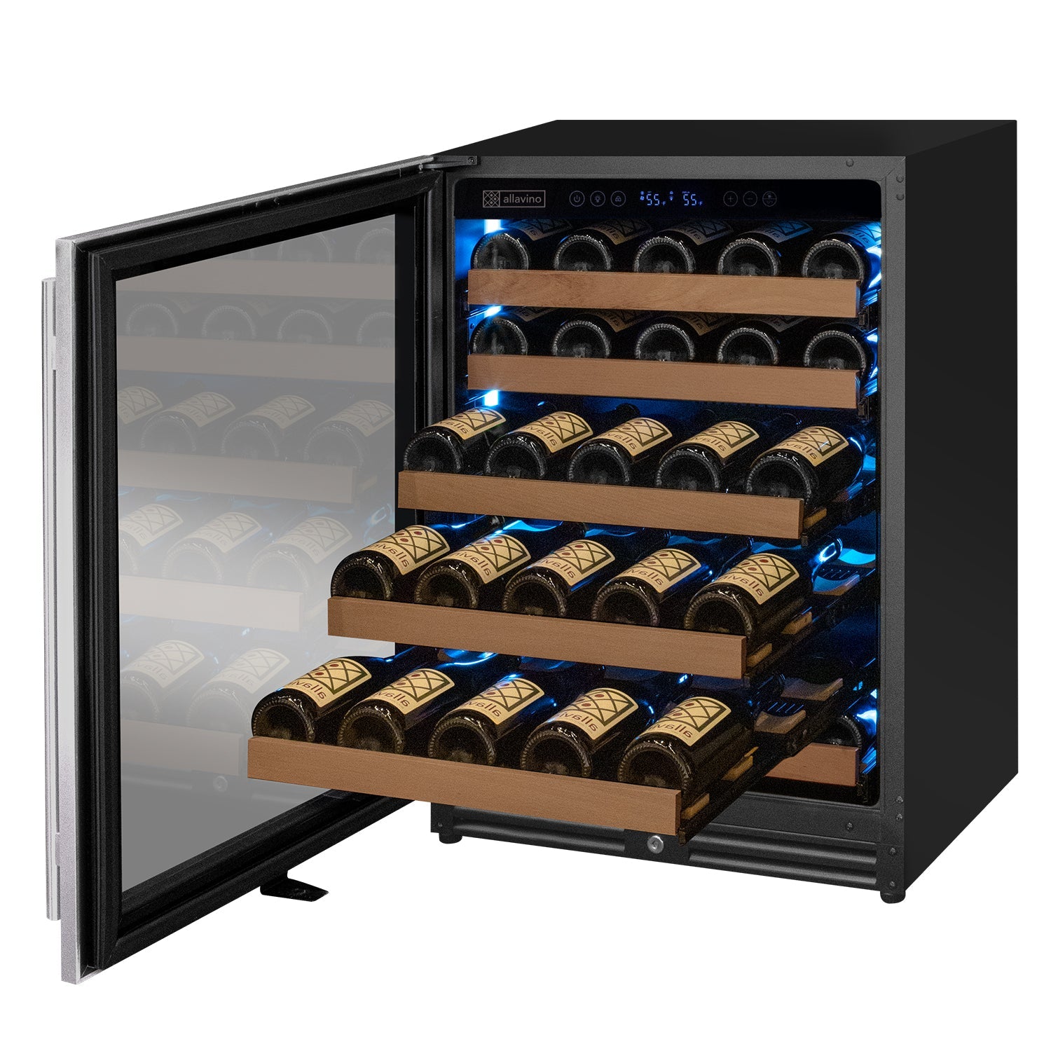 Allavino Reserva Series - 51 Bottle Single Zone Built-in Luxury Wine Refrigerator with Stainless Steel Door - Left Hinge AO VSW5134S-1SL