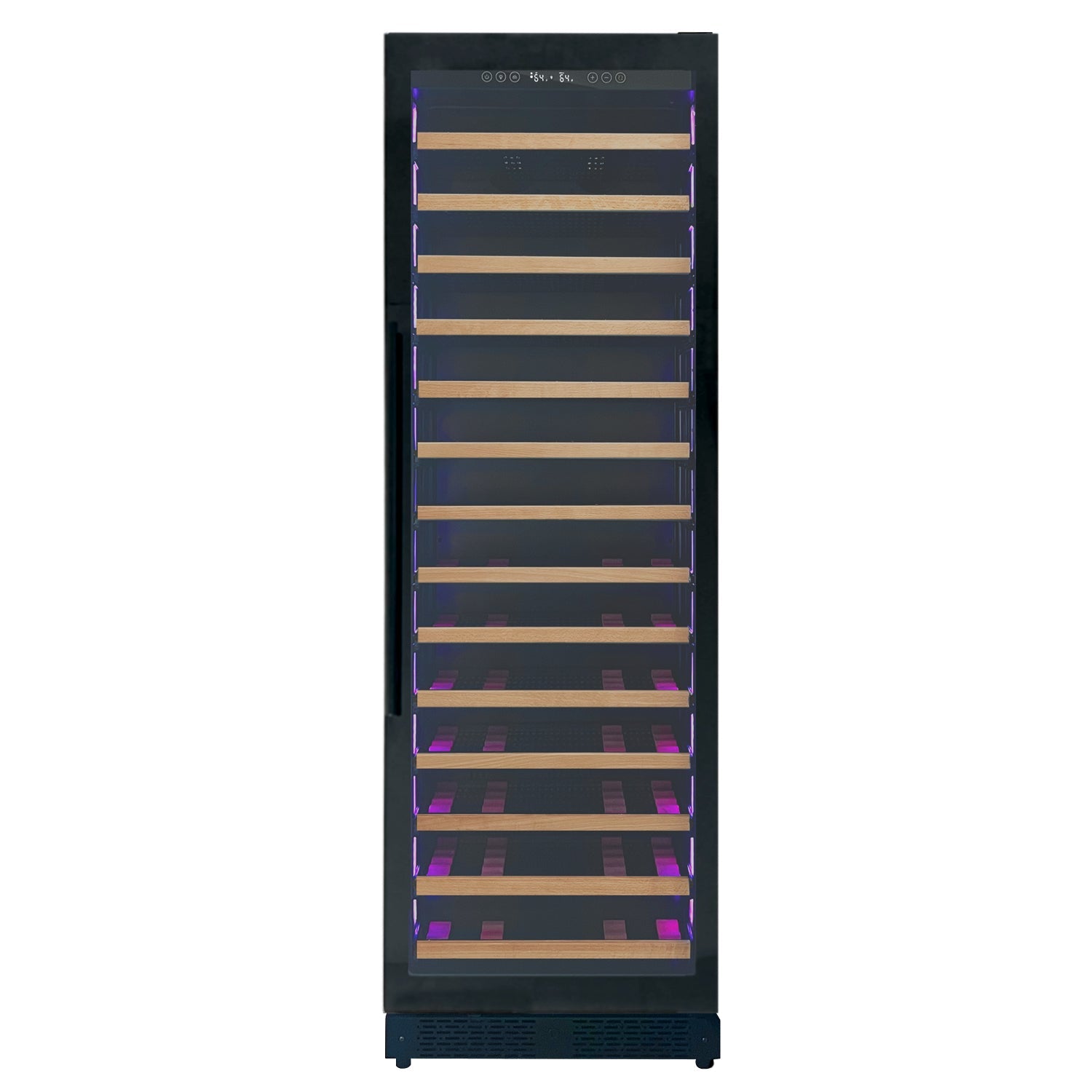 Allavino Reserva Series 67 Bottle 71" Tall Single Zone Right Hinge Black Shallow Wine Refrigerator with Wood Front Shelves AO VSW6771S-1BR-WD