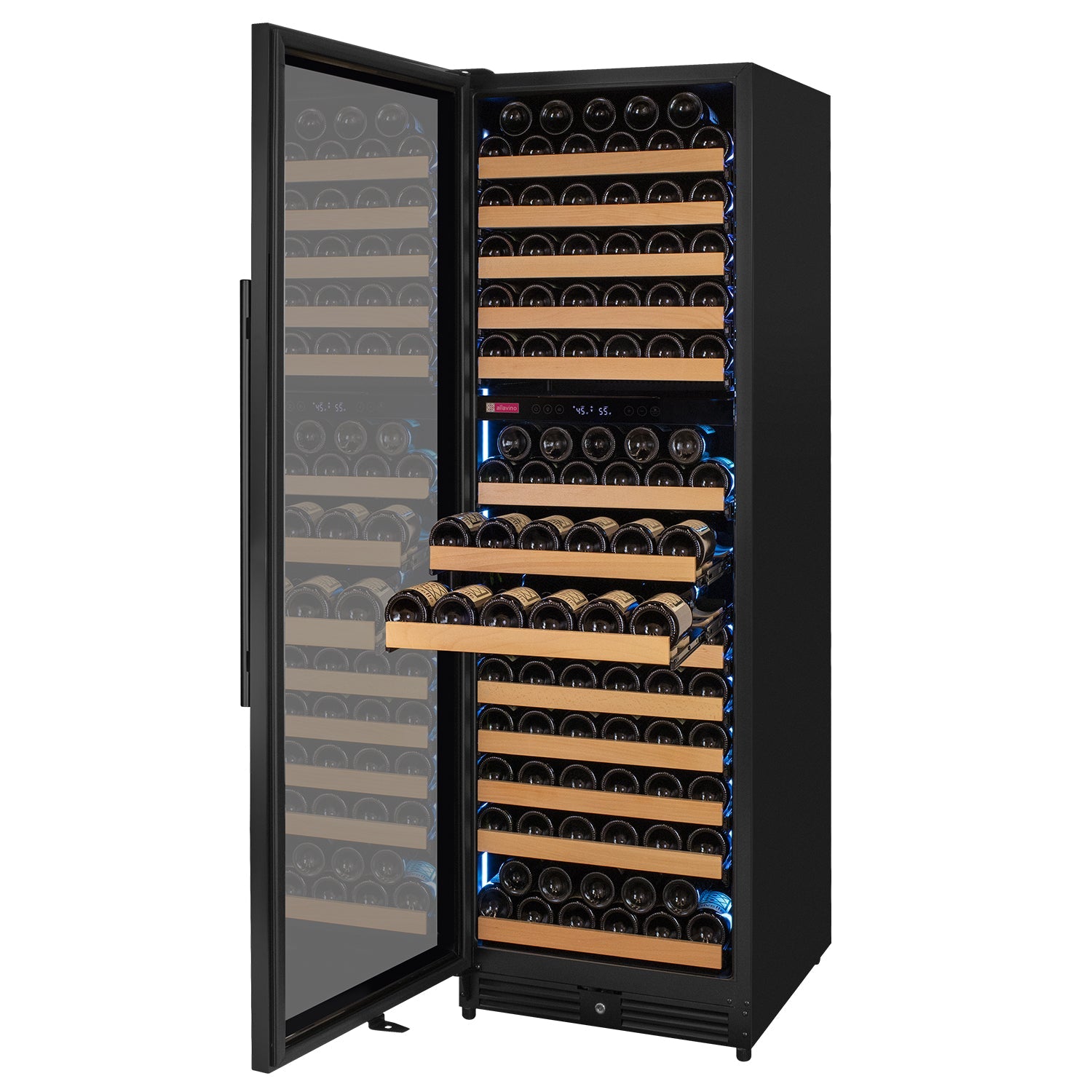 Allavino Reserva Series 172 Bottle Dual Zone Built-in Wine Refrigerator with Black Metal Door - Left Hinge AO VSW71LD-2BL
