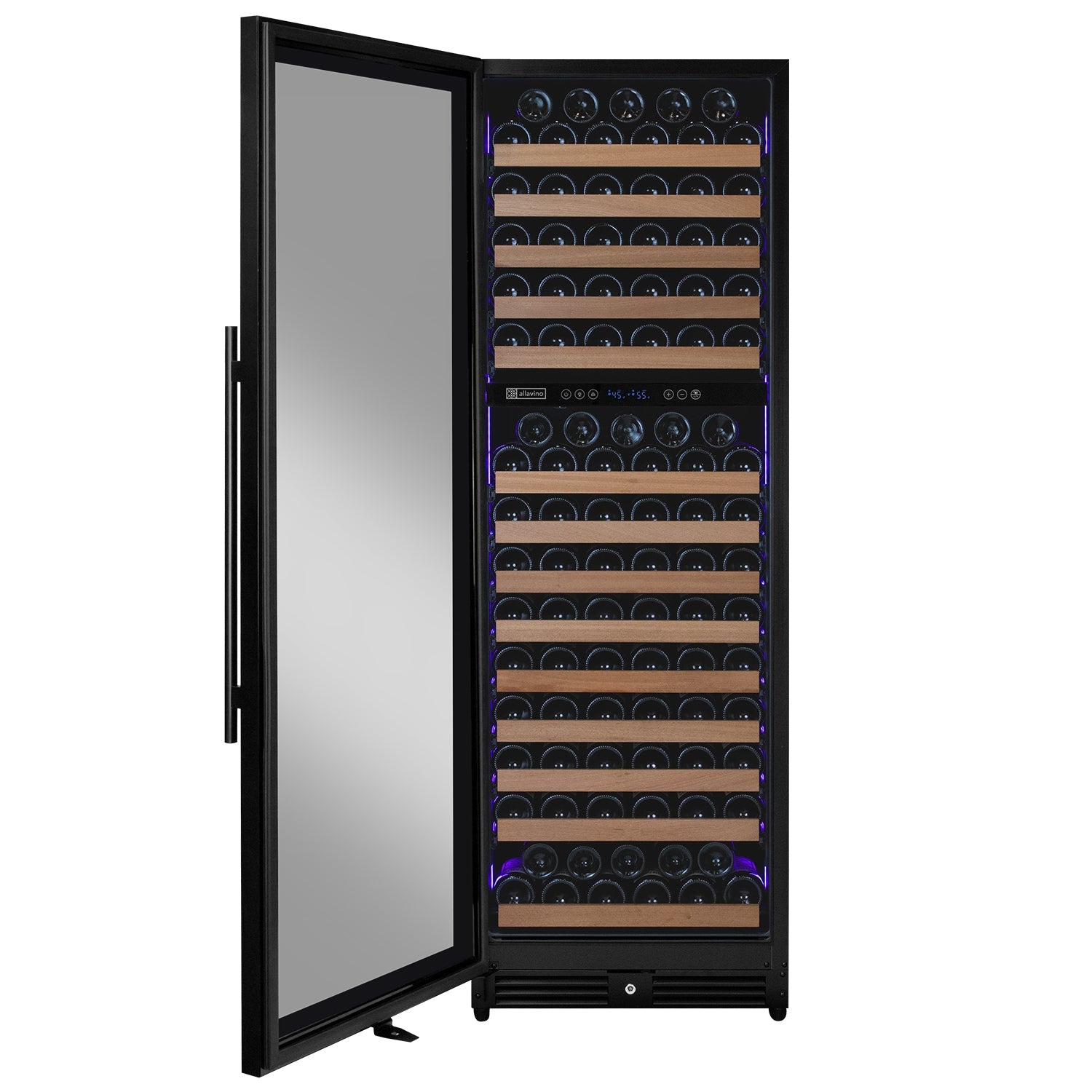 Allavino Reserva Series 172 Bottle Dual Zone Built-in Wine Refrigerator with Black Metal Door - Left Hinge AO VSW71LD-2BL