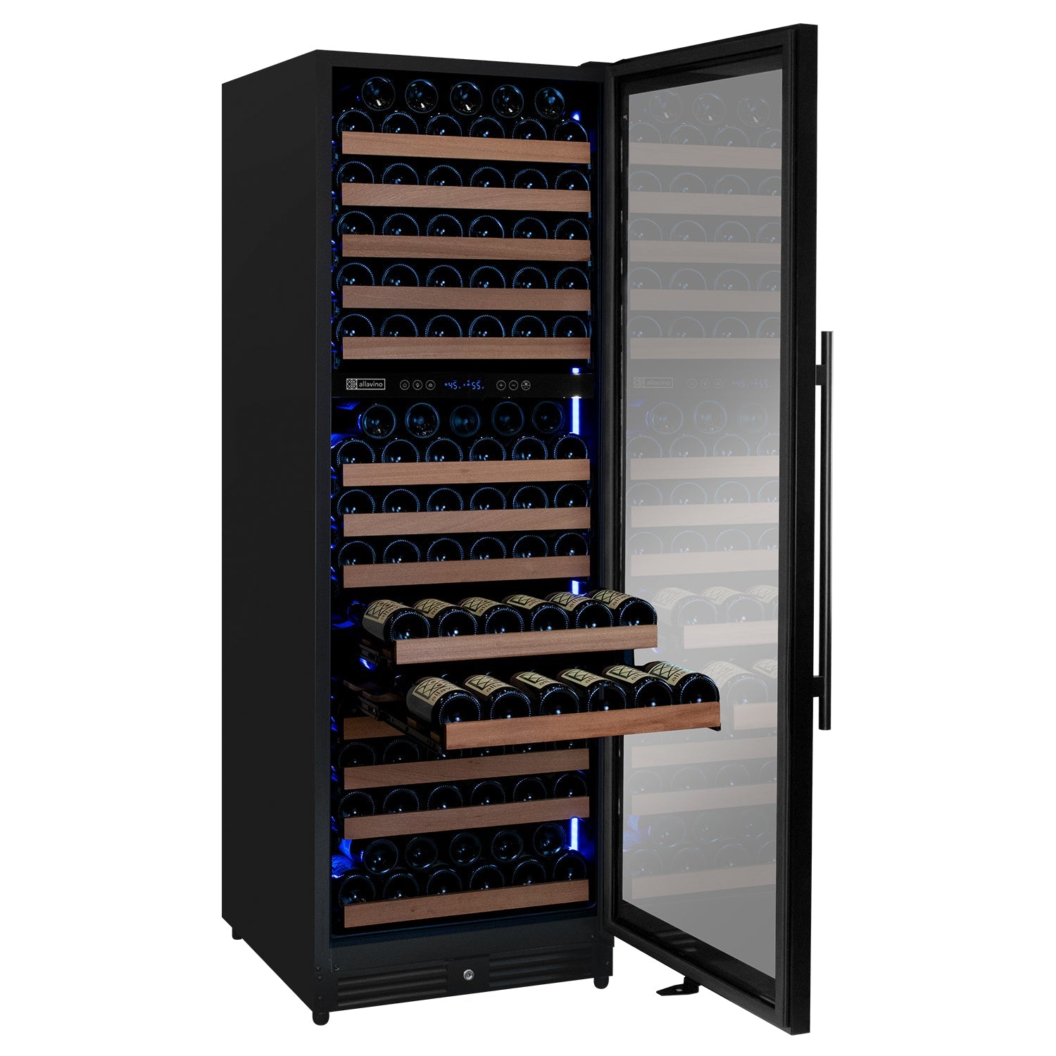 Allavino Reserva Series 172 Bottle Dual Zone Built-in Wine Refrigerator with Black Metal Door - Right Hinge AO VSW71LD-2BR