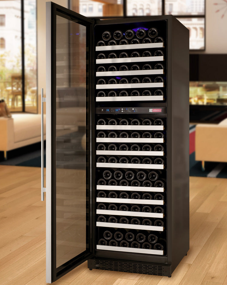 Allavino 24" Wide FlexCount II Tru-Vino 172 Bottle Dual Zone Stainless Steel Left Hinge Wine Refrigerator  AO VSWR172-2SL20