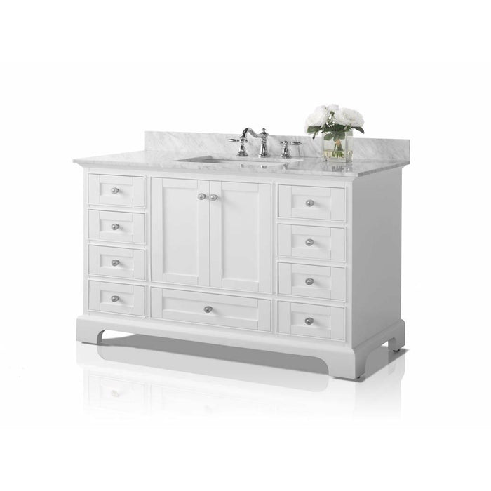Ancerre Designs Audrey 48" Single Bath Vanity Set Italian Carrara White Marble Vanity Top