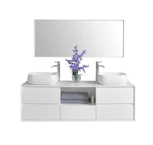 Ancerre Designs Catherine Bathroom Vanity With Solid Surface Top Cabinet Set Collection