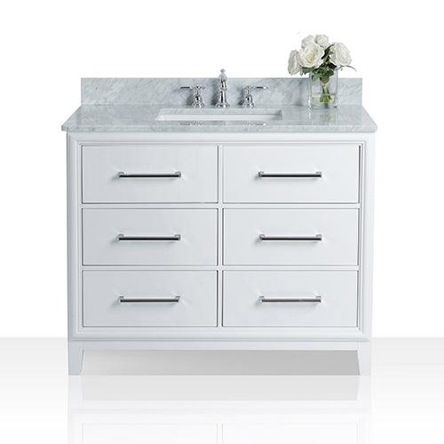 Ancerre Designs Ellie 42" Single Bath Vanity Set Italian Cararra White Marble Vanity Top