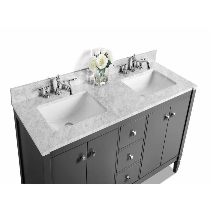Ancerre Designs Kayleigh 60" Double Bath Vanity Set Italian Carrara White Marble Vanity Top