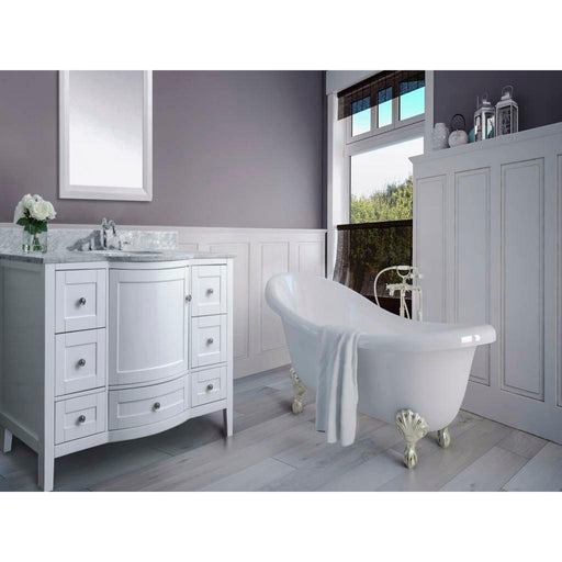 Ancerre Designs Lauren 48" Single Bath Vanity Set Italian Carrara White Marble Vanity Top