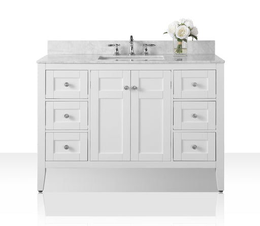 Ancerre Designs Maili Bathroom Vanity With Sink And Carrara White Marble Top Cabinet Set