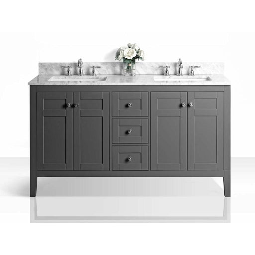 Ancerre Designs Maili 60" Double Bath Vanity Set Italian Carrara White Marble Vanity Top
