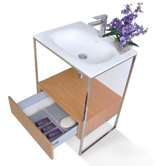Ancerre Designs Tory Bathroom Vanity With Solid Surface Top Cabinet Set With Mirror