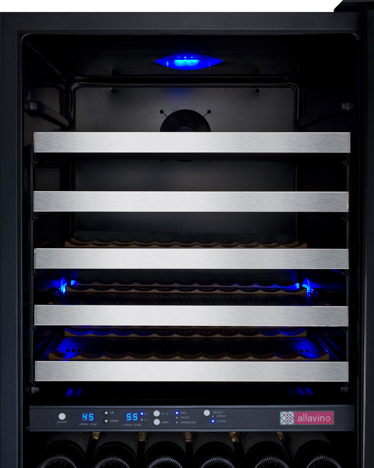 Allavino 24" Wide FlexCount II Tru-Vino 172 Bottle Dual Zone Stainless Steel Left Hinge Wine Refrigerator  AO VSWR172-2SL20