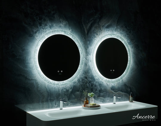 Ancerre Designs Frysta Round Led Frameless Mirror With Dimmer And Defogger