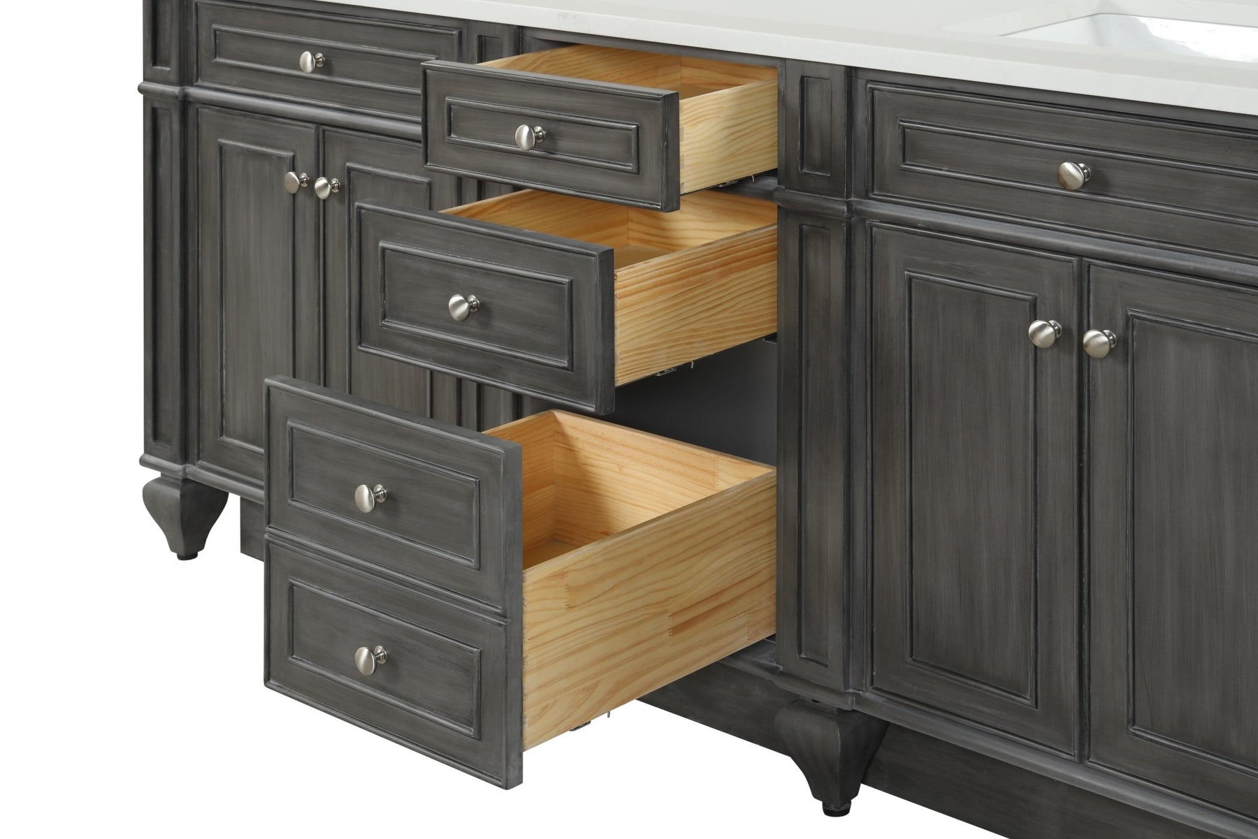 Design Element Winston 72" Double Sink Vanity with White Quartz Top