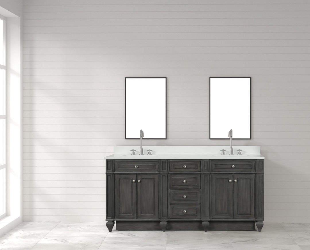 Design Element Winston 72" Double Sink Vanity with White Quartz Top