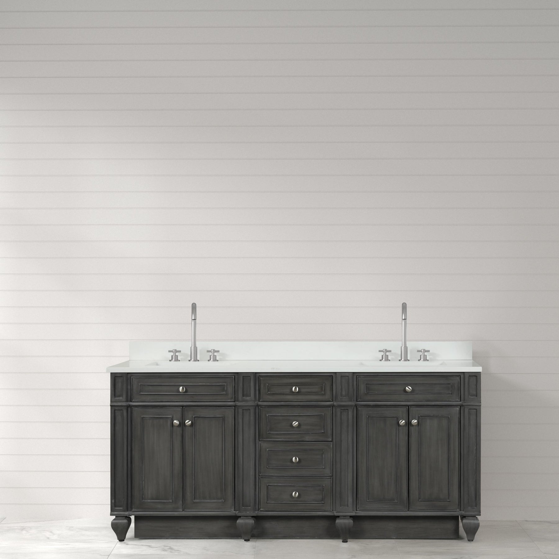 Design Element Winston 72" Double Sink Vanity with White Quartz Top