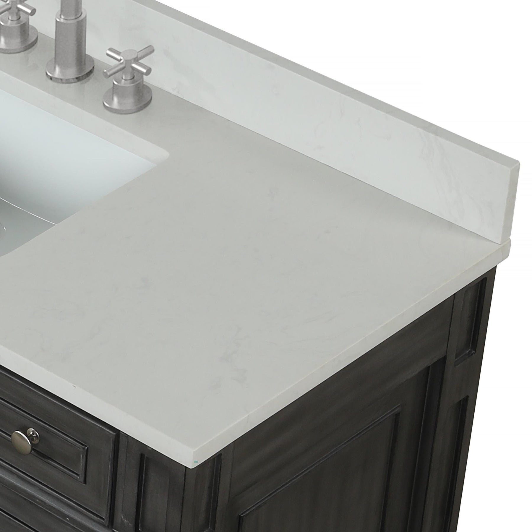 Design Element Winston 72" Double Sink Vanity with White Quartz Top