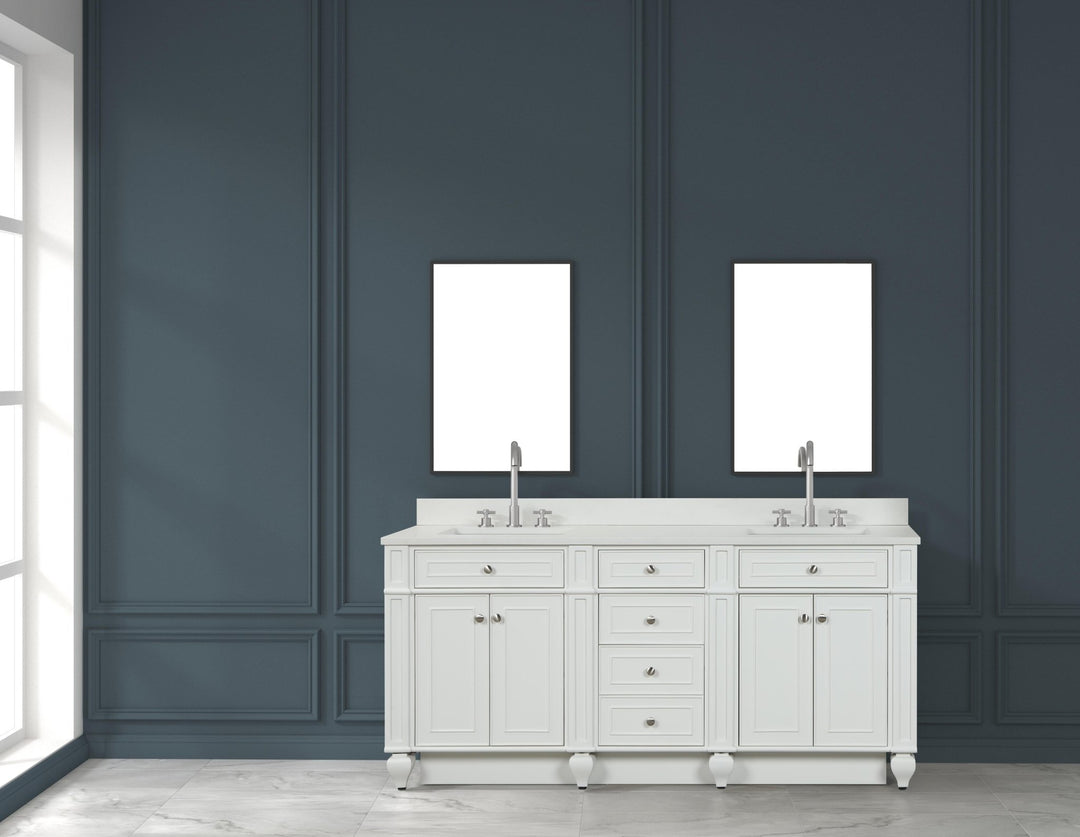 Design Element Winston 72" Double Sink Vanity with White Quartz Top