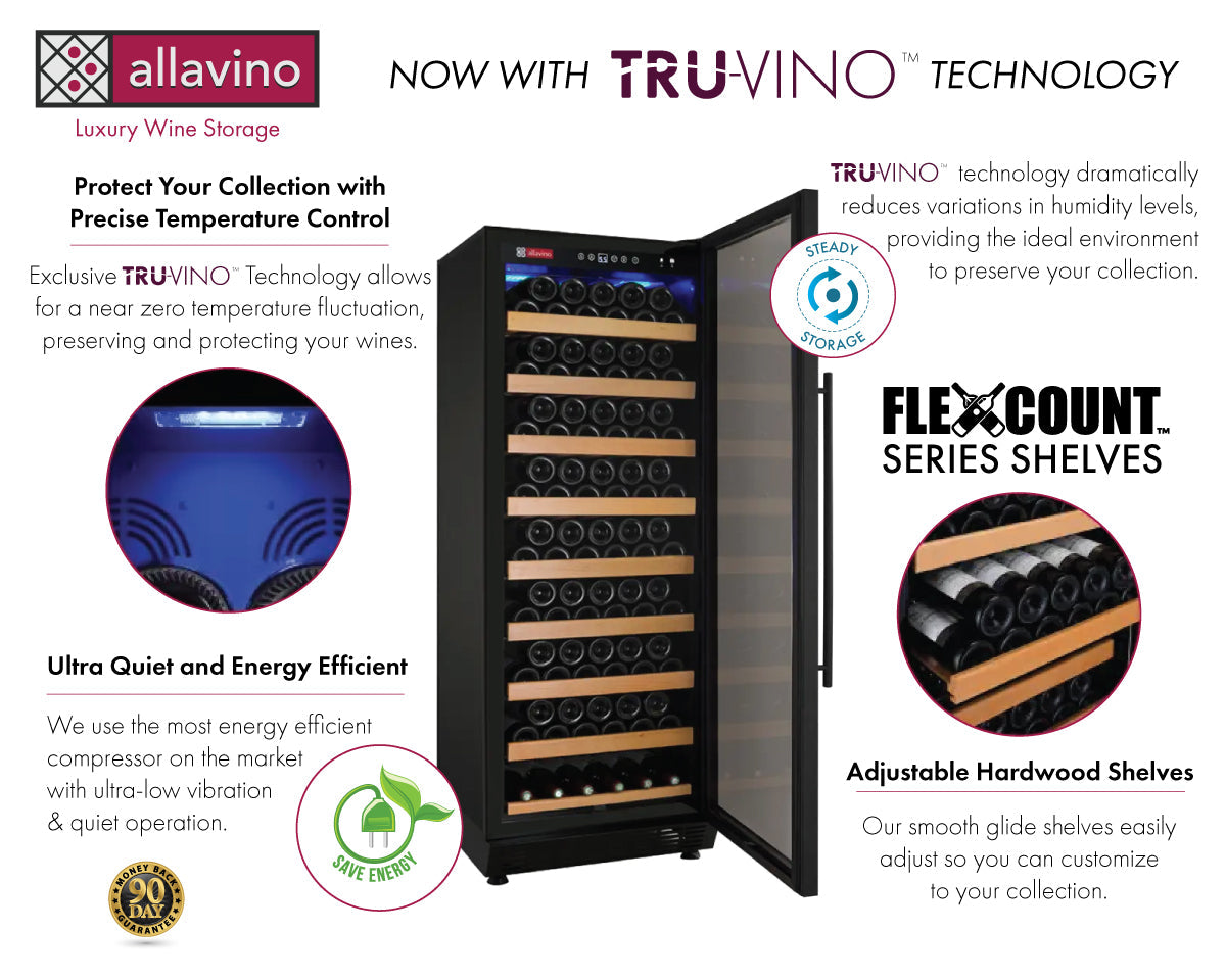 Allavino 24" Wide Vite II 99 Bottle Single Zone Wine Refrigerator  AO YHWR115-1BR20