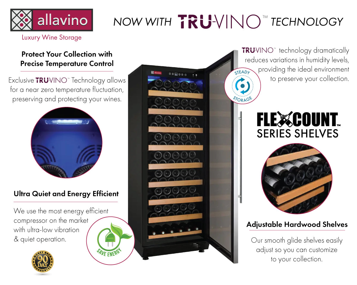 Allavino 24" Wide Vite II Tru-Vino 99 Bottle Wine Refrigerator  AO YHWR115-1SR20