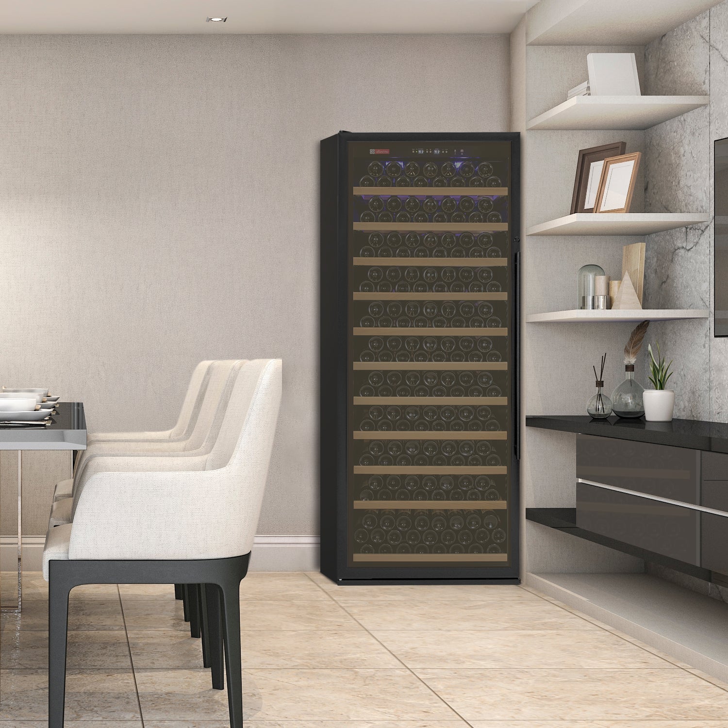 Allavino 32" Wide Vite II Tru-Vino 277 Bottle Single Zone Black Left Hinge Wine Refrigerator  AO YHWR305-1BL20