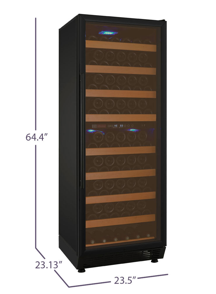 Allavino 24" Wide Vite II Tru-Vino 99 Bottle Dual Zone Black Right Hinge Wine Refrigerator AO YHWR99-2BR20