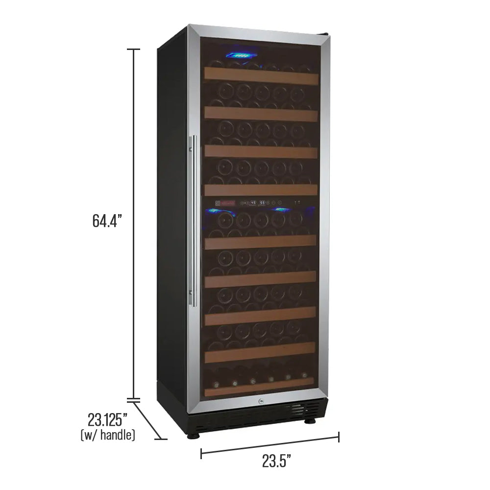 Allavino 24" Wide Vite II Tru-Vino 99 Bottle Dual Zone Stainless Steel Right Hinge Wine Refrigerator AO YHWR99-2SR20