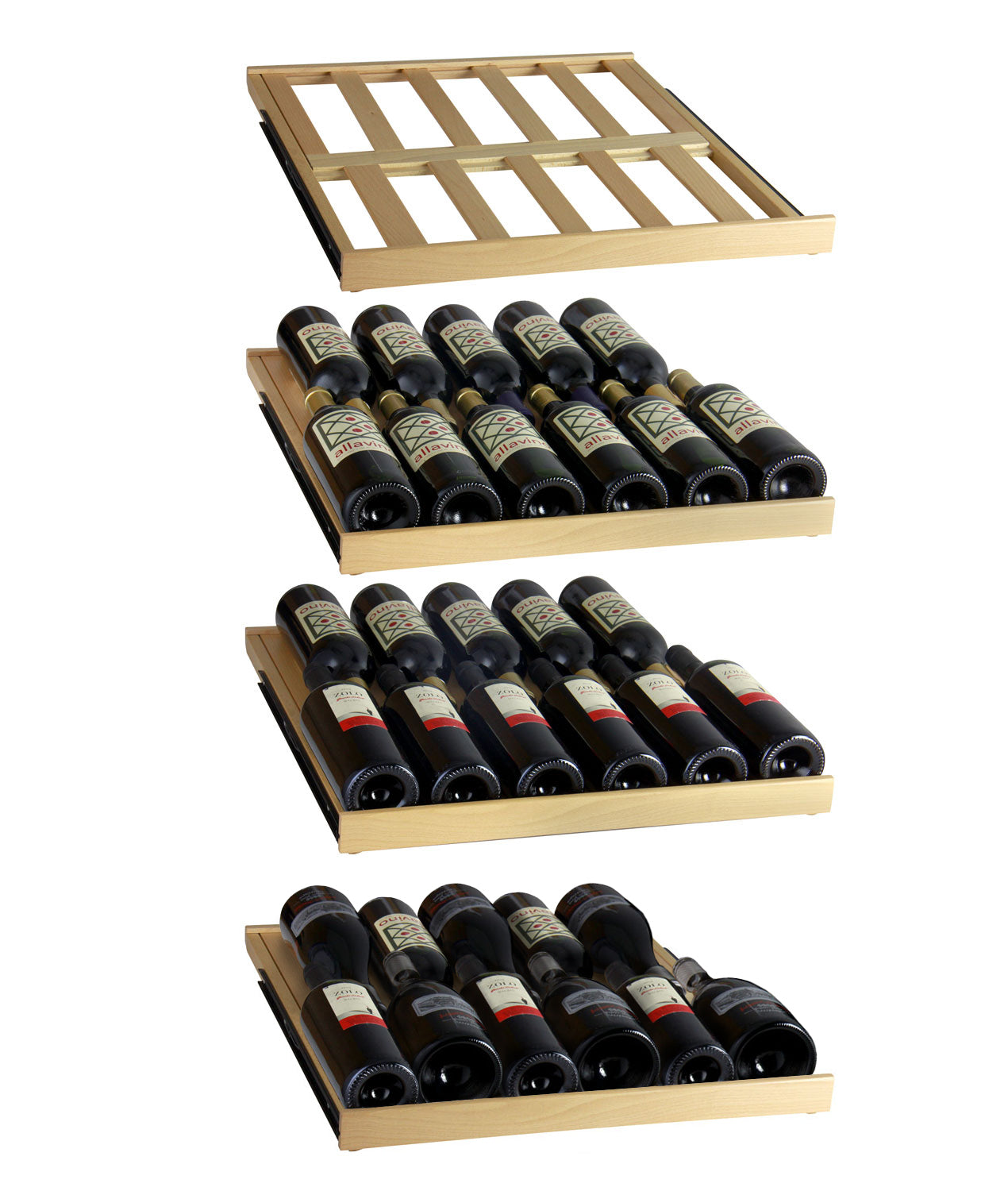 Allavino 76.5" Tall Stainless Steel Wine Refrigerator with Two Refrigerated Drawers  AO YHWR7724D-S