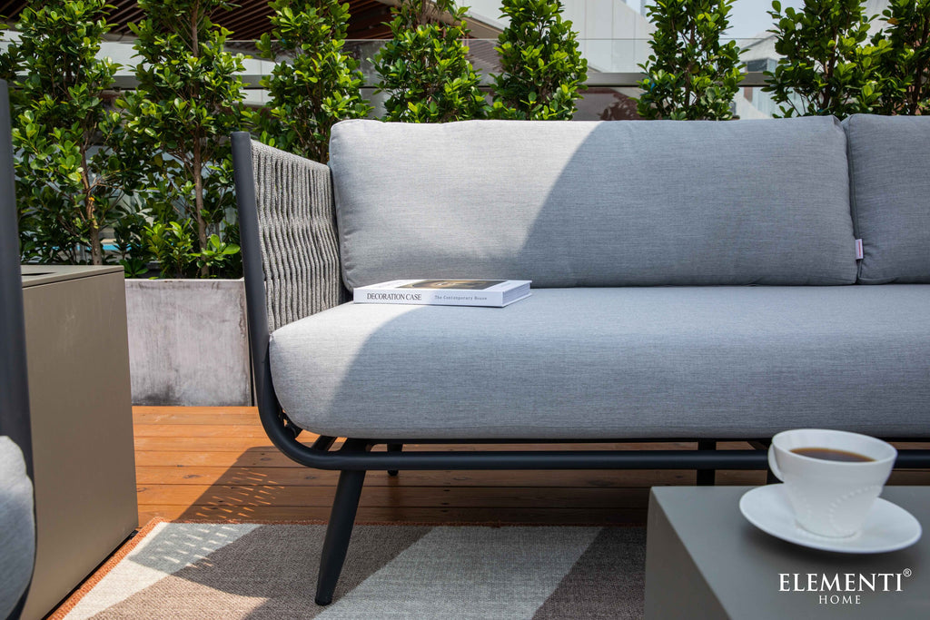 Elementi Outdoor Milano Outdoor Aluminum 3-Seat Sofa with Sunbrella® Cushions (OS-2504T)