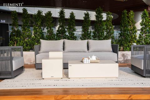 Elementi Outdoor Furniture Capri Outdoor Aluminum 3-Seat Sofa with Sunbrella® Cushions (OS-2503T)