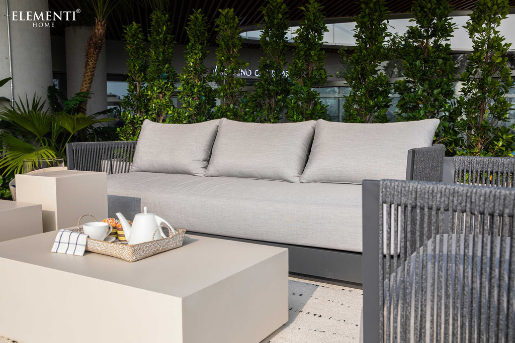 Elementi Outdoor Furniture Capri Outdoor Aluminum 3-Seat Sofa with Sunbrella® Cushions (OS-2503T)
