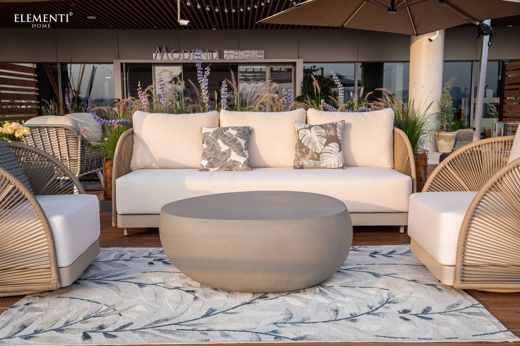 Elementi Outdoor Malibu Outdoor Aluminum 3-Seat Sofa with Sunbrella® Cushions (OS-2502T)
