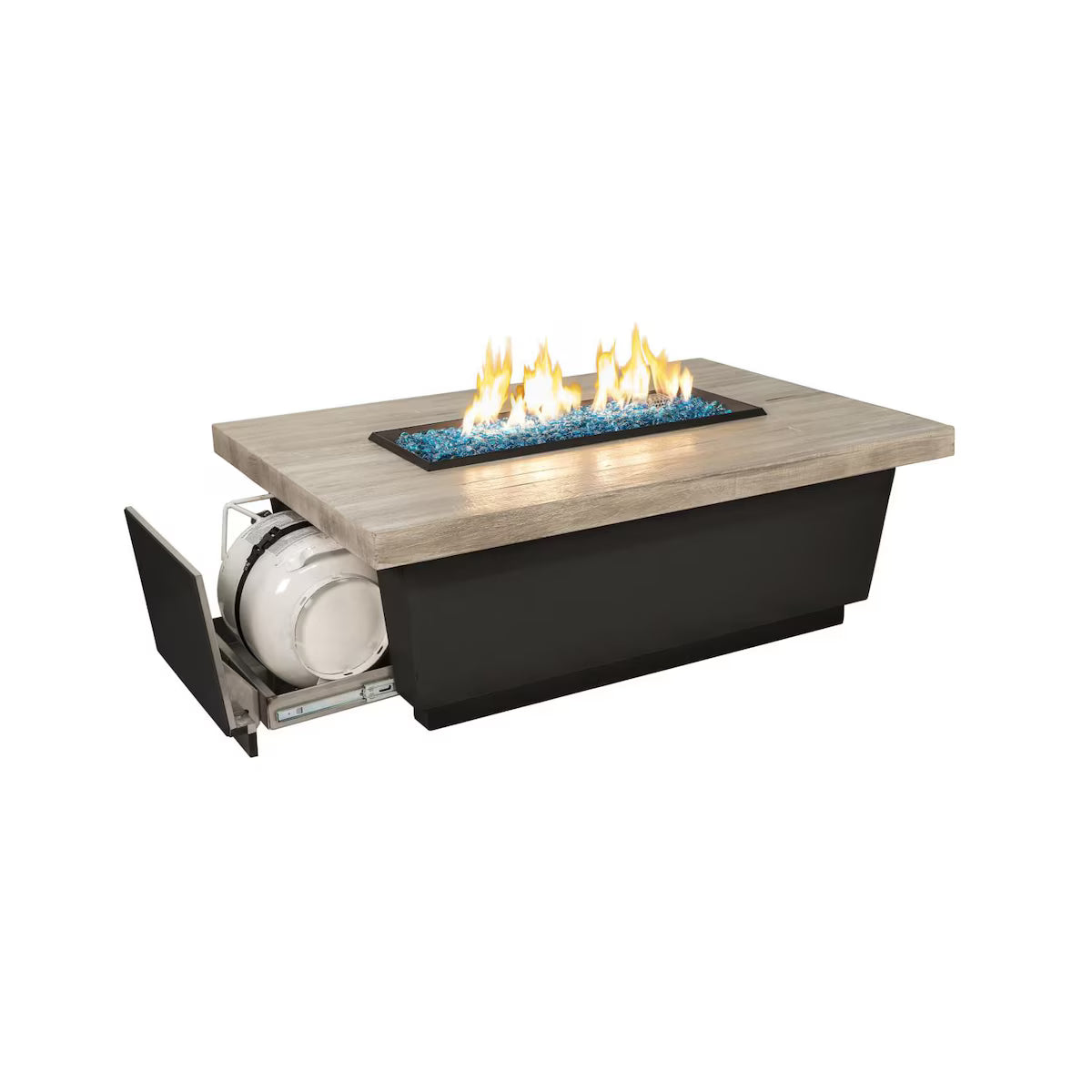 American Fyre Designs Contempo LP Select 52 Inch Rectangular GFRC Propane Fire Pit Table in Light Basalt  785-LB-11-M4PC