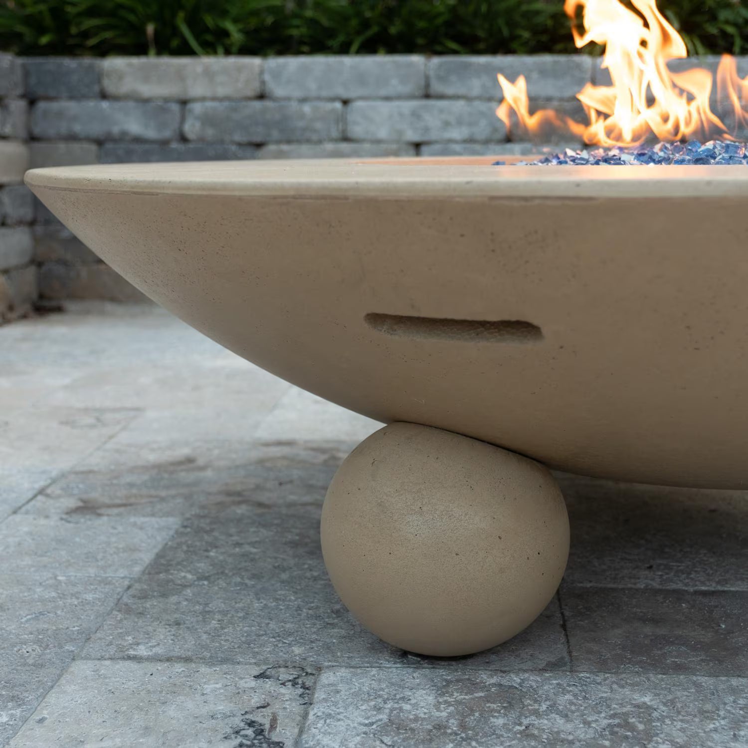 American Fyre Designs Versailles 54 Inch Round GFRC Natural Gas Fire Bowl in Cafe Blanco 744-CB-11-M6NC