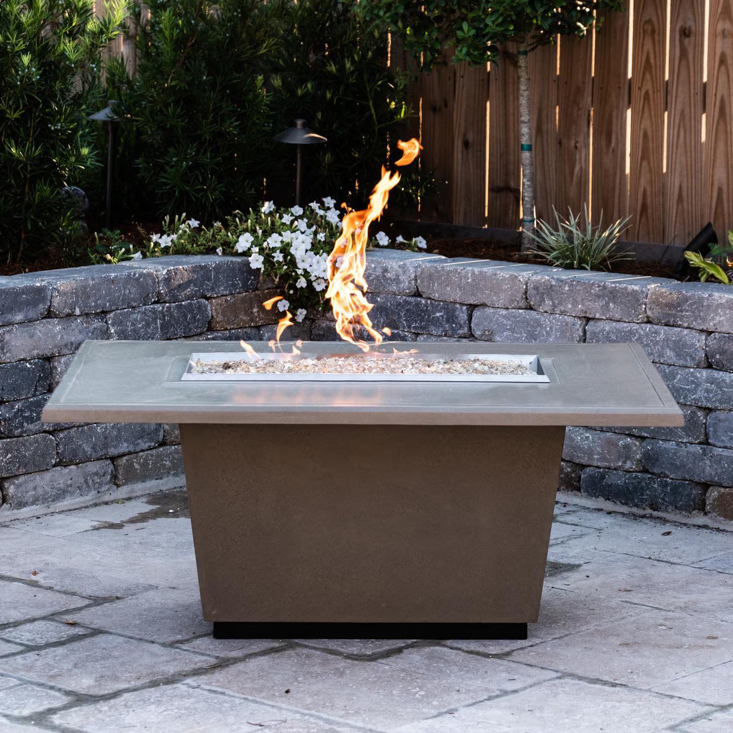 American Fyre Designs Cosmopolitan 52 Inch Rectangular GFRC Natural Gas Fire Pit Table in Smoke  635-SM-11-M4NC