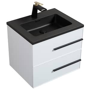 Laviva Alto 24 in. W x 22 in. D x 35 in. H Bathroom Vanity in White with Black Wood Marble Top