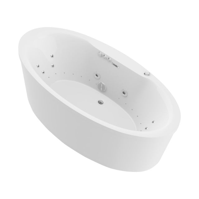 AnzziHeidi Series 67 in. x 34 in. Acrylic Combination 50 Gallon Capacity Freestanding Bathtub with Center Drain in White  FT-AZ101
