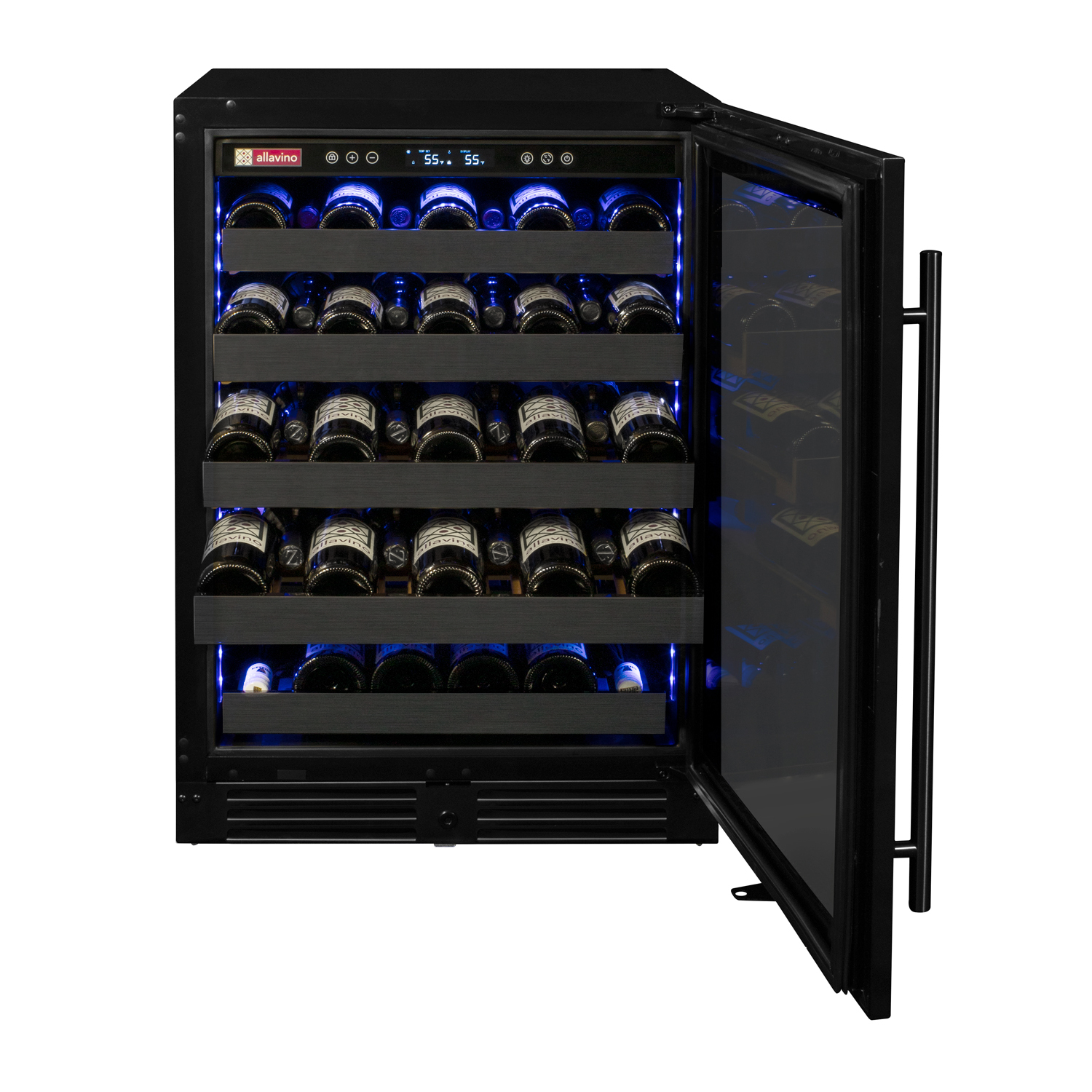 Allavino Reserva Series 50 Bottle Single Zone Built-in Luxury Wine Refrigerator with Black Stainless Steel Door - Right Hinge AO BDW5034S-1BSR