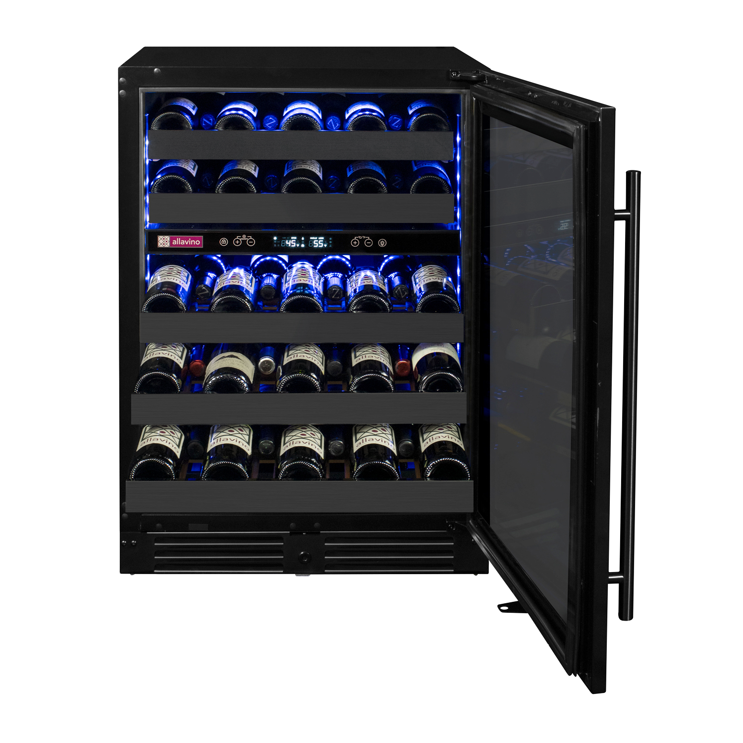 Allavino Reserva Series 50 Bottle Dual Zone Undercounter Wine Cooler Refrigerator with Black Stainless Steel Door - Right Hinge AO BDW5034D-2BSR
