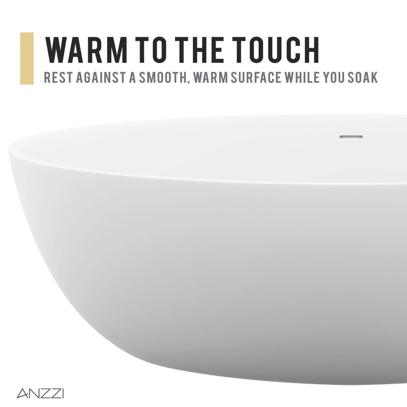 Anzzi Cestino Series 67 in. x 36 in. Flat Bottom Solid Surface Freestanding Soaking Bathtub FT-AZ510