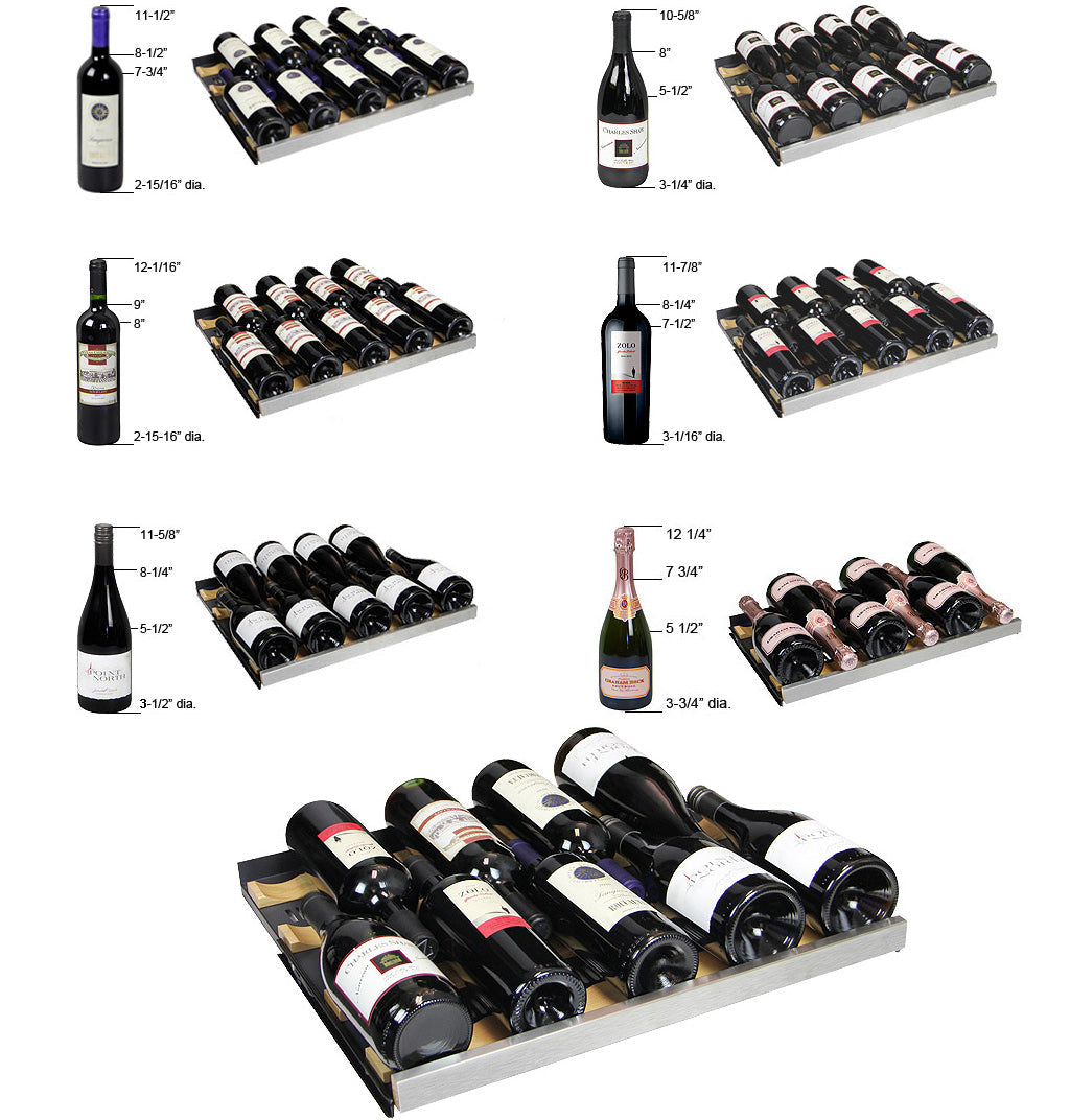 Allavino 24" Wide FlexCount II Tru-Vino 177 Bottle Single Zone Black Right Hinge Wine Refrigerator AO VSWR177-1BR20
