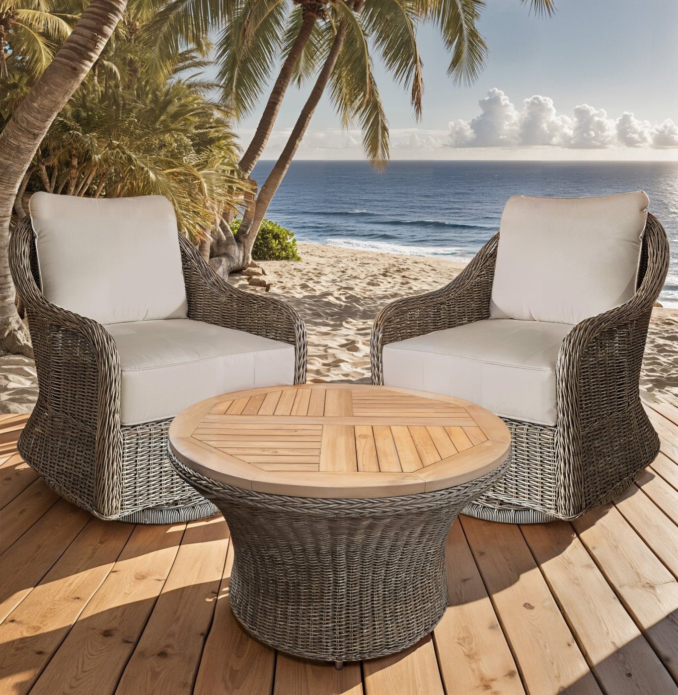 Padmas Capri Outdoor Swivel Chair - Sand OL-CAP28R-SND
