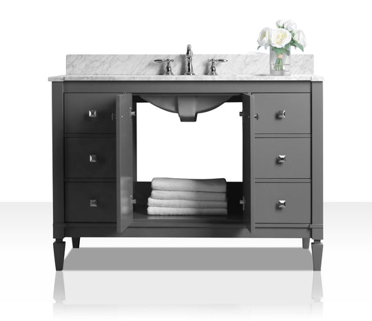 Ancerre Designs Kayleigh Bathroom Vanity With Sink And Carrara White Marble Top Cabinet Set