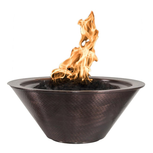 The Outdoor Plus 24" Round Cazo Hammered Copper Fire Bowl, Match Lit with Flame Sense / Natural GAS