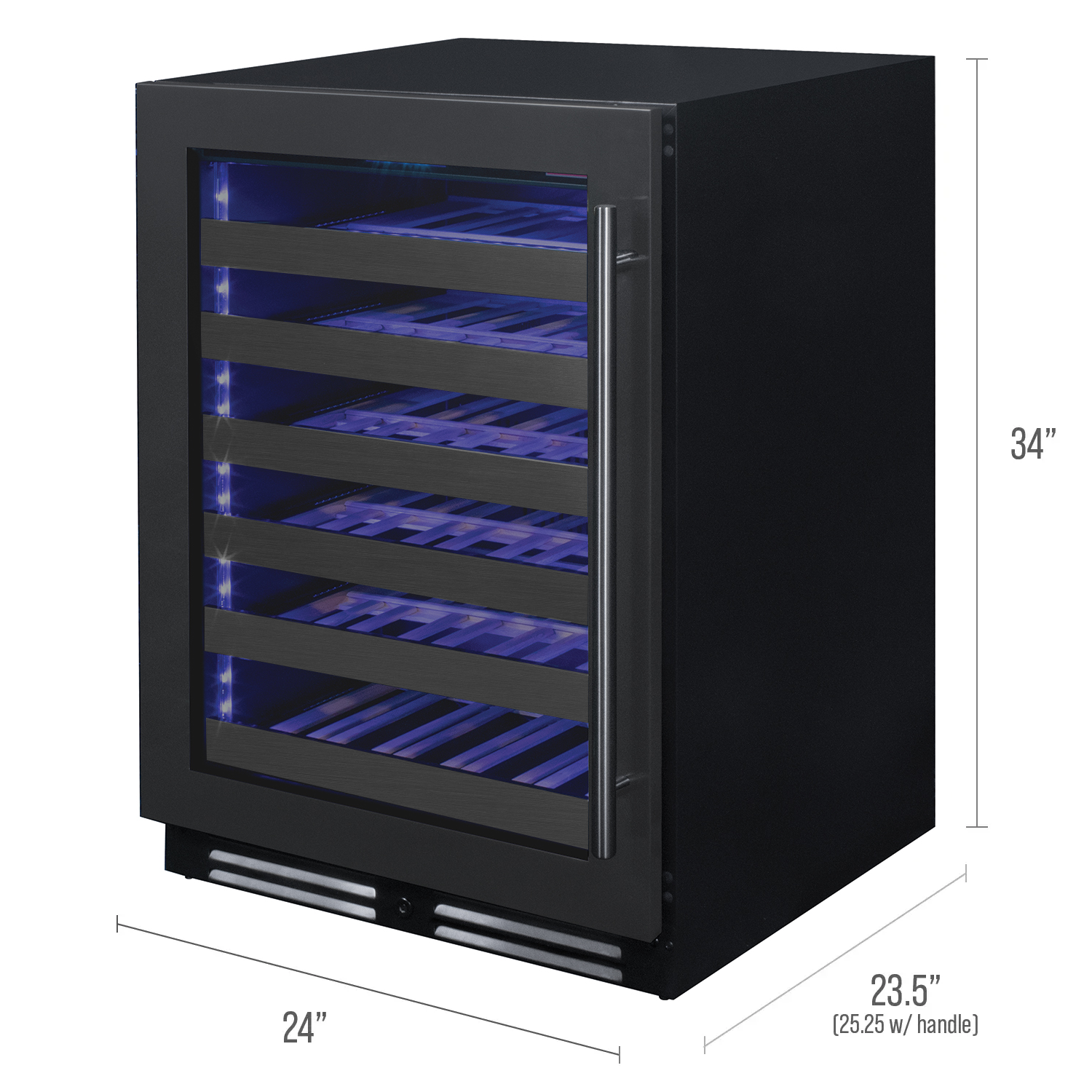 Allavino Reserva Series 50 Bottle 34" Tall Single Zone Left Hinge Black Stainless Steel Wine Cooler Refrigerator BF BDW5034S-1BSL