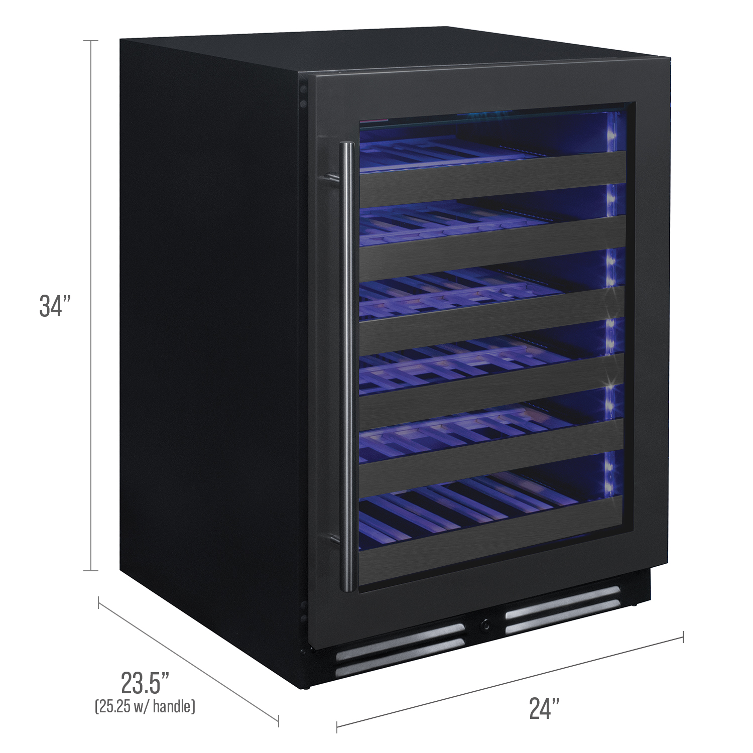 Allavino Reserva Series 50 Bottle Single Zone Built-in Luxury Wine Refrigerator with Black Stainless Steel Door - Right Hinge AO BDW5034S-1BSR