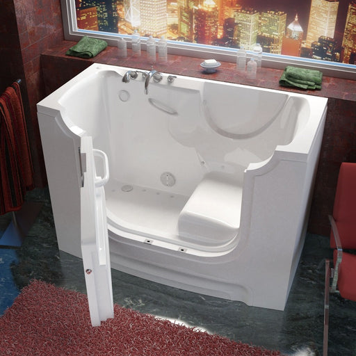MediTub Wheelchair Accessible 30x60-inch Left Drain White Air Jetted Walk-In Bathtub