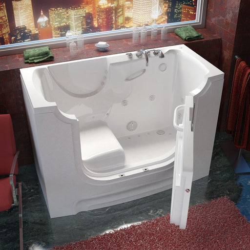 MediTub Wheelchair Accessible 30x60-inch Right Drain White Whirlpool & Air Jetted Walk-In Bathtub